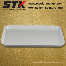 Plateau rectangulaire en plastique, plateau en mélamine (plaque classique en plastique à base de porcelaine, résistant aux intempéries, protection contre les brûlures)